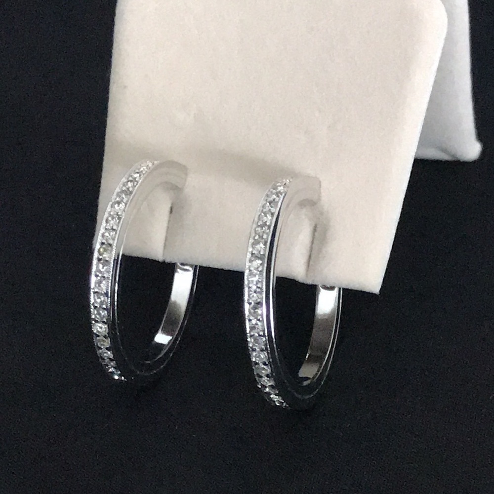 Vintage Panetta Crystal Hoop Earrings Clip On